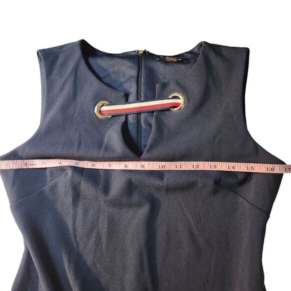 Tommy Hilfiger Dress Sleeveless Shift‎ Short Pleated Nautical Logo Navy Blue 4 - Picture 15 of 16